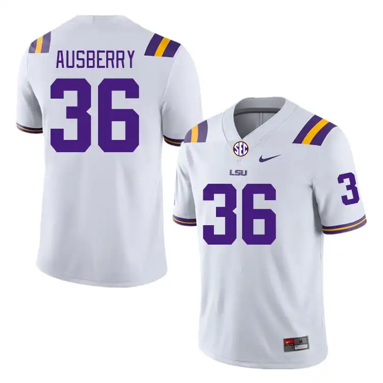 Men's LSU Tigers Austin Ausberry #36 White NCAA Football Jersey